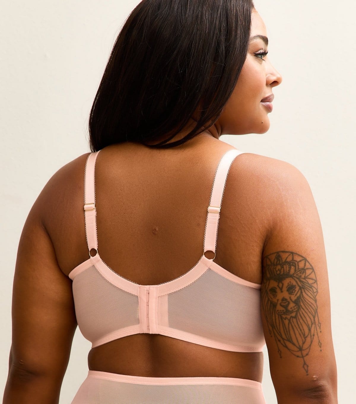 New Look Women's Plus Size Light Pink Eyelash Embroidered Longline Padded Bra Curves New Look - 4