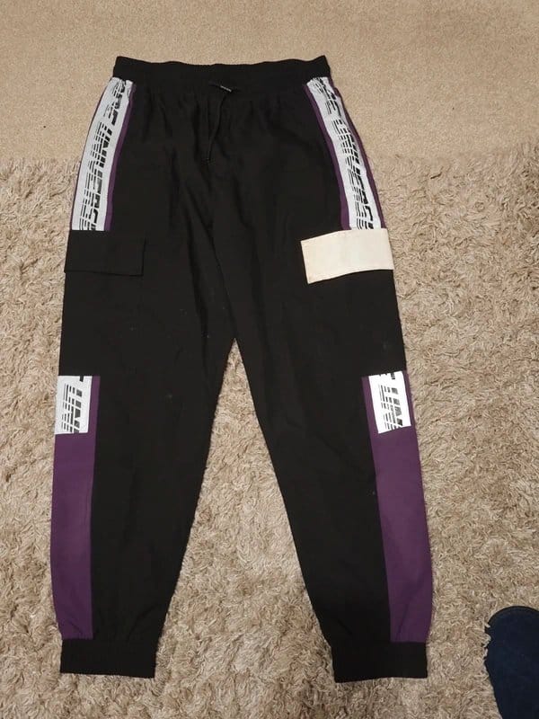 Street Black & Purple Reflective Track Pants