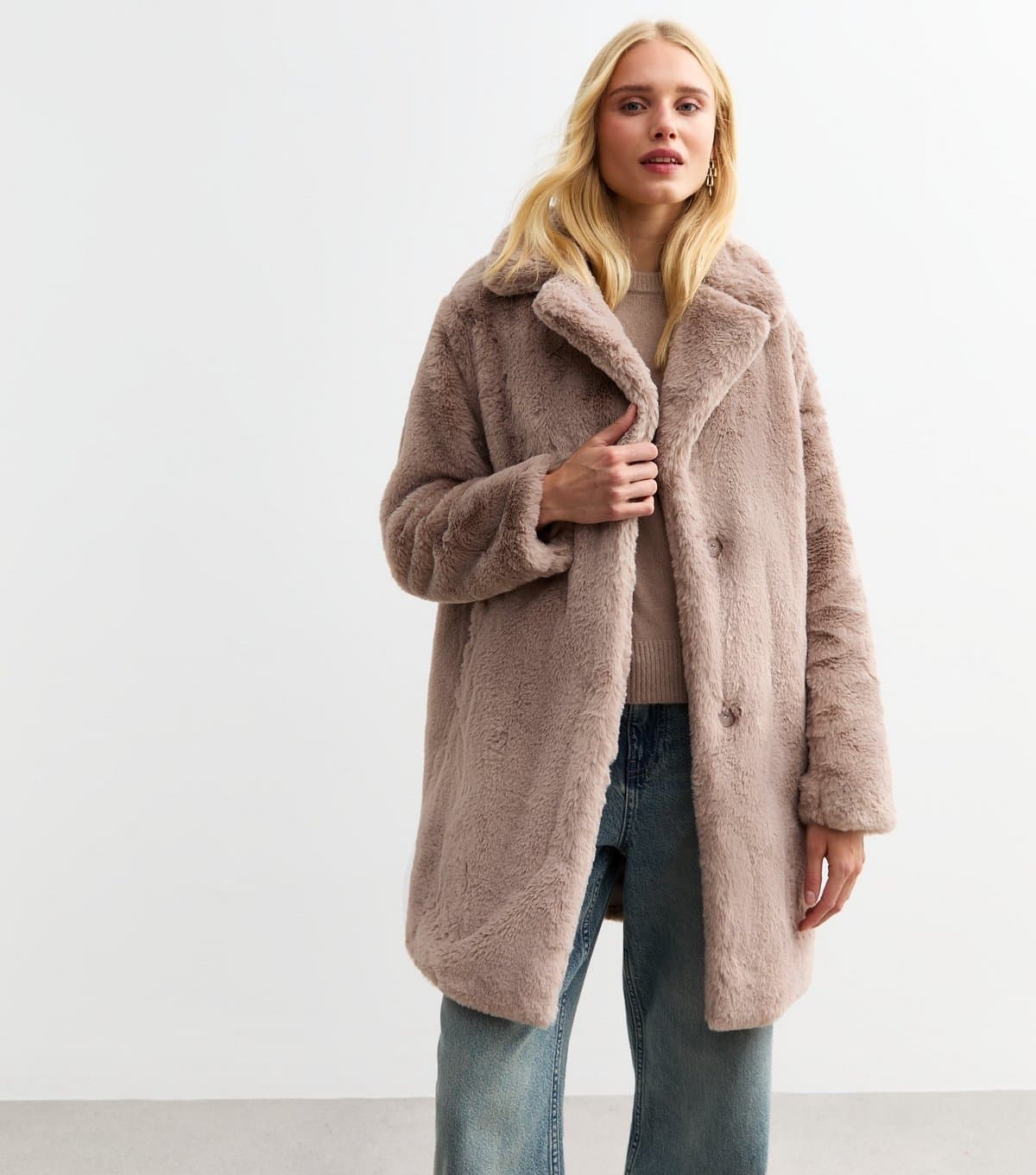 New Look Women's Mink Faux Fur Coat New Look