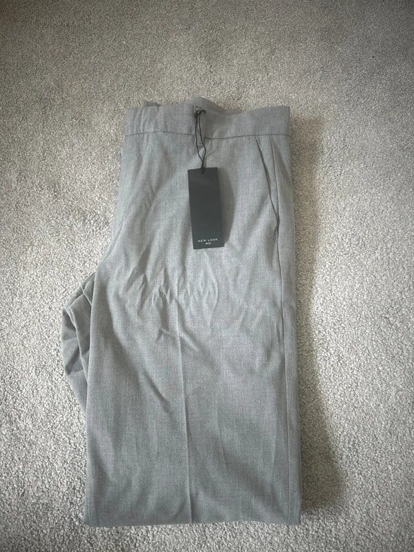 New Look Grey Polyester-Cotton Suit Trousers