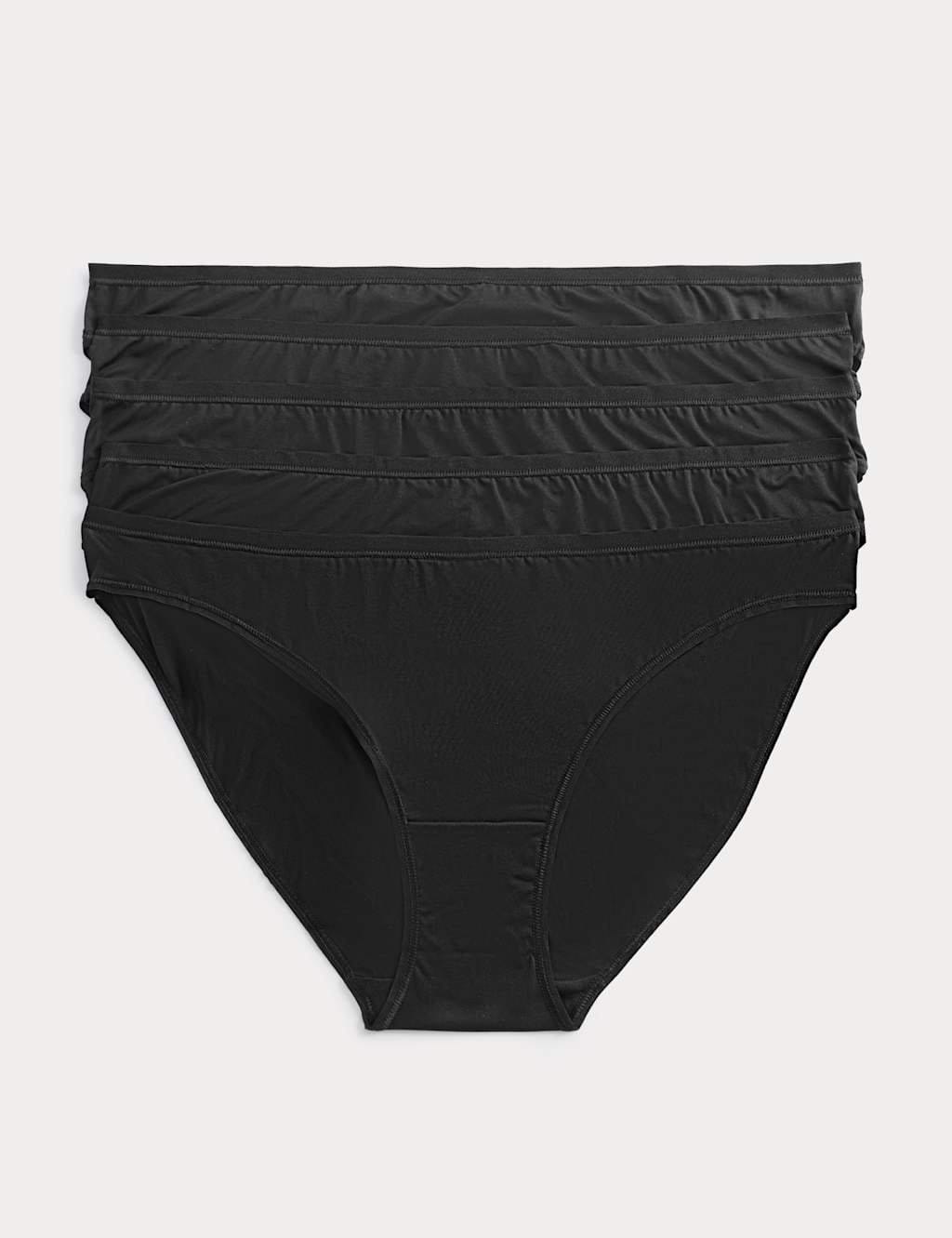 M&S Black/Black Microfibre Bikini Briefs 5-Pack