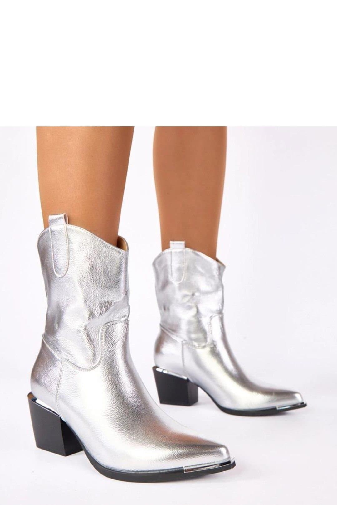 Love Lace Love Lace Women's Rosemary Silver Cowboy Ankle Boots with Block Heel Western