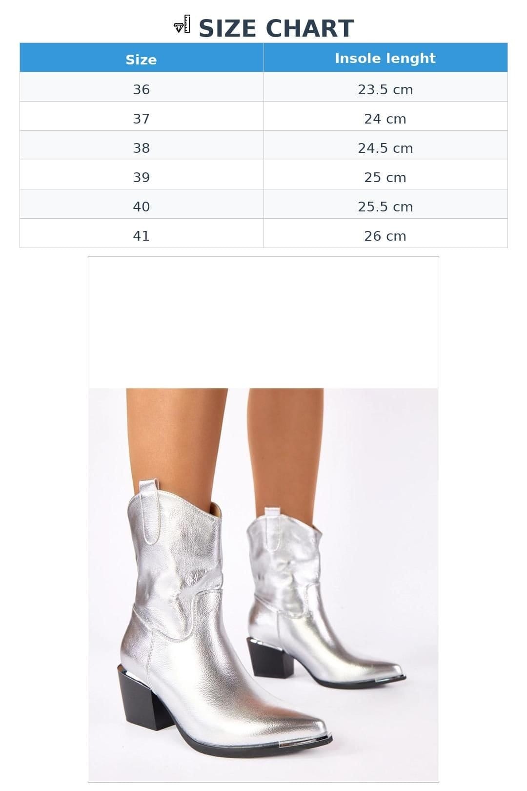 Love Lace Love Lace Women's Rosemary Silver Cowboy Ankle Boots with Block Heel Western - 4