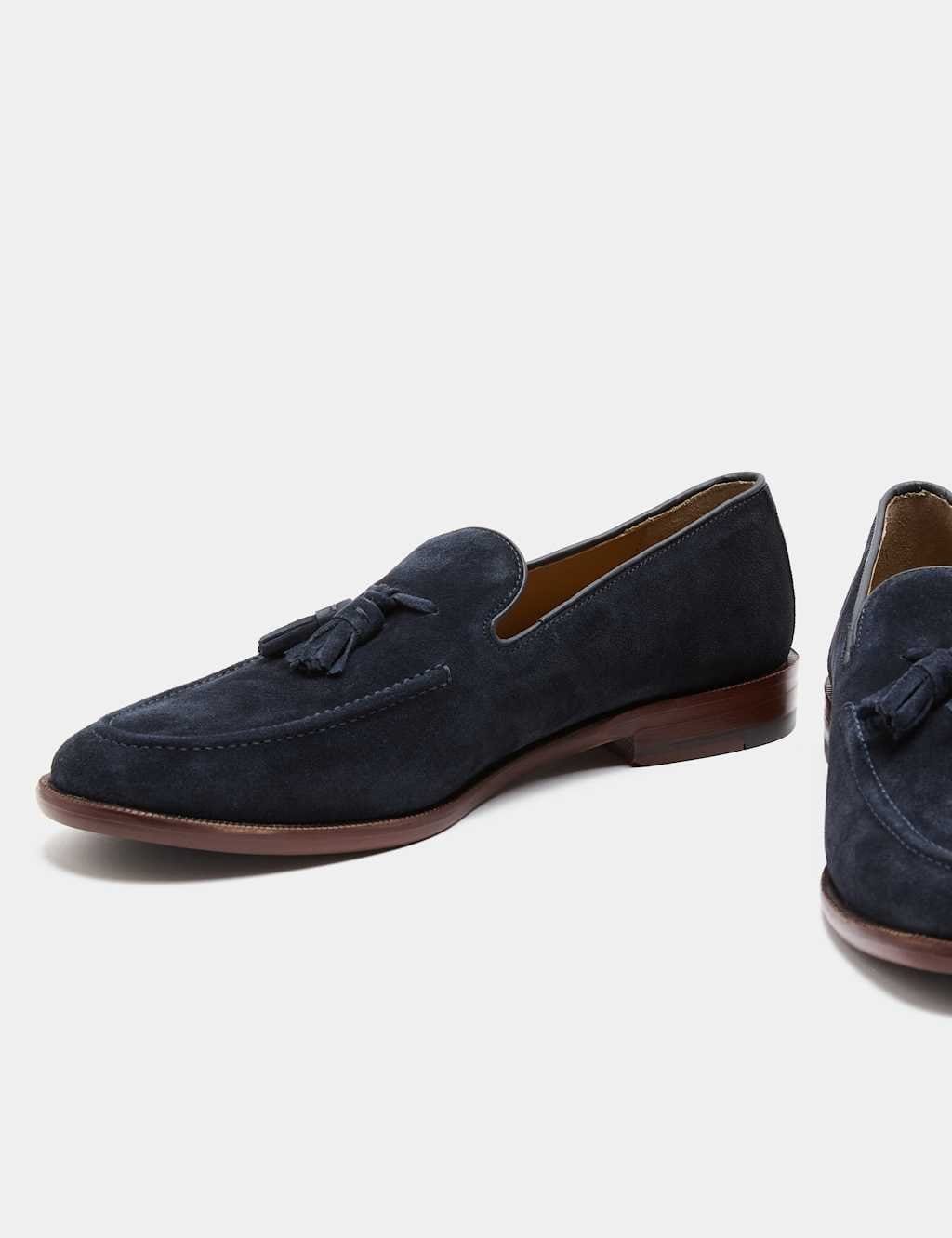 Marks & Spencer M&S Suede Tassel Loafers Dark Navy - 1