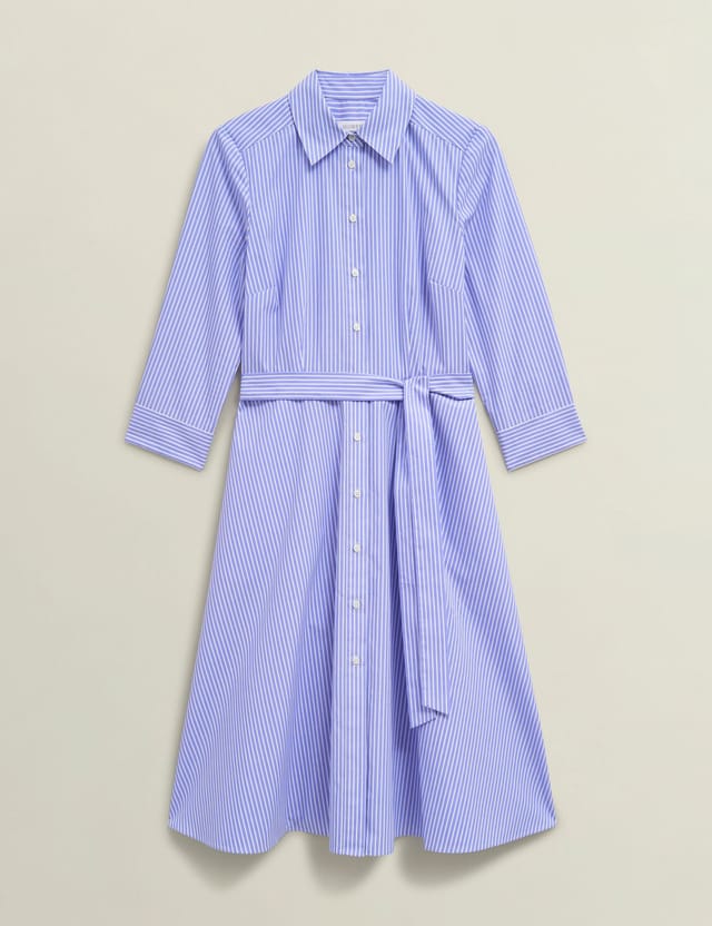 Hobbs London Hobbs London Women's Harlow Tie Waist Midi Shirt Dress in Baby Blue - 2