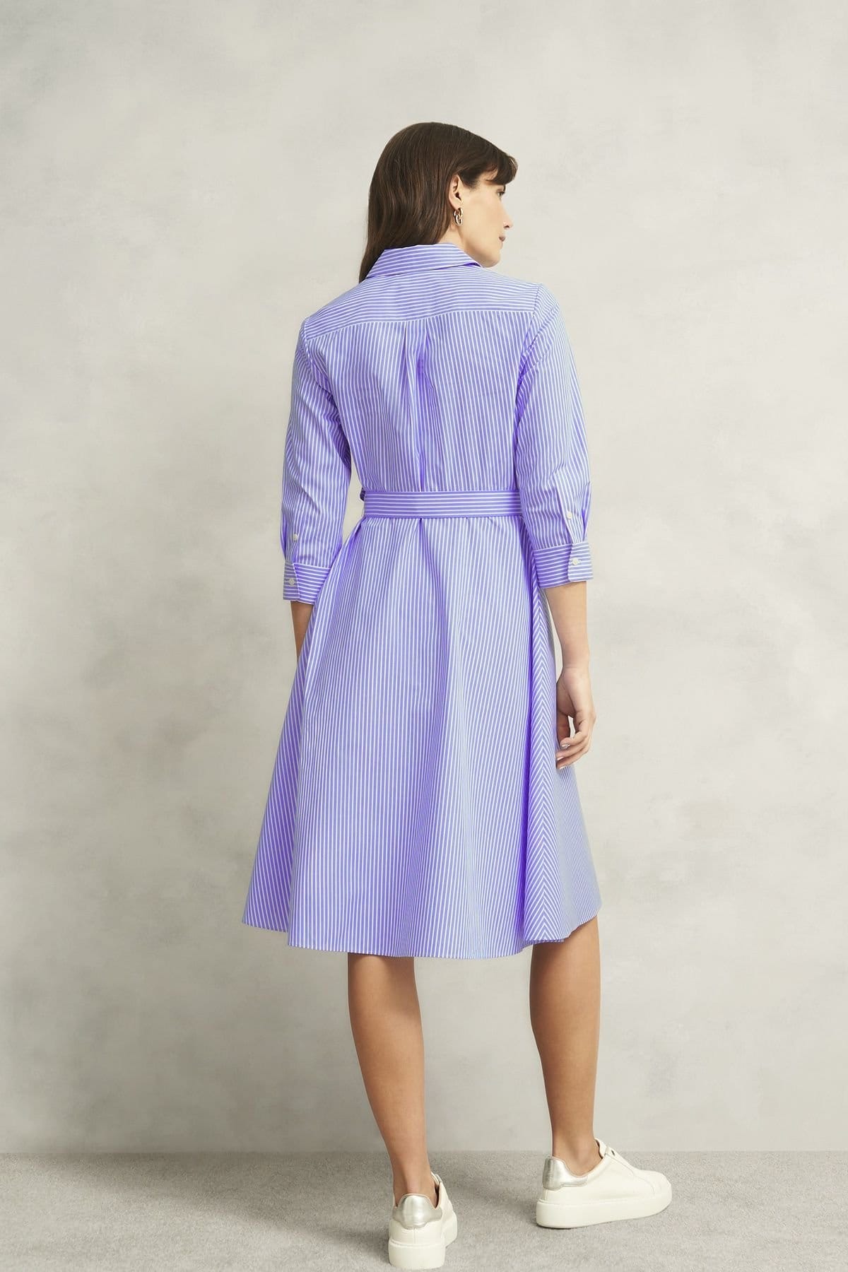 Hobbs London Hobbs London Women's Harlow Tie Waist Midi Shirt Dress in Baby Blue - 4