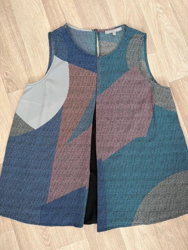 Oliver Bonas Oliver Bonas Geometric Print Sleeveless Tunic Top Dress Size 8 Abstract Colourblock Smart Casual