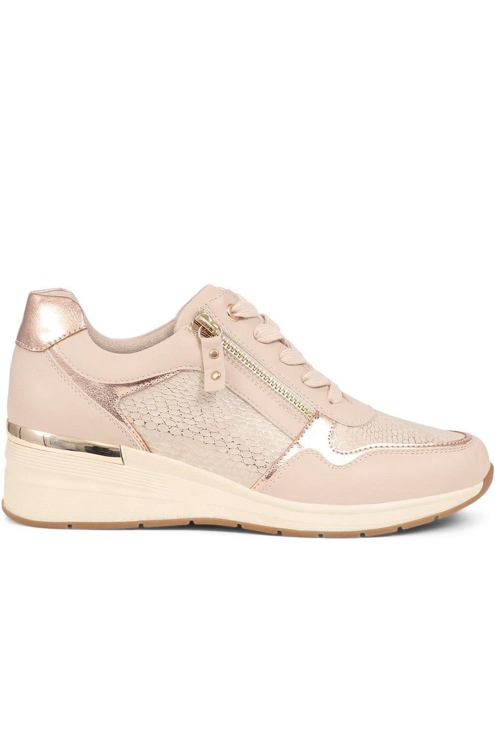 Bellissimo Bellissimo Women's Metallic Accent Wedge Trainers in Beige - 2