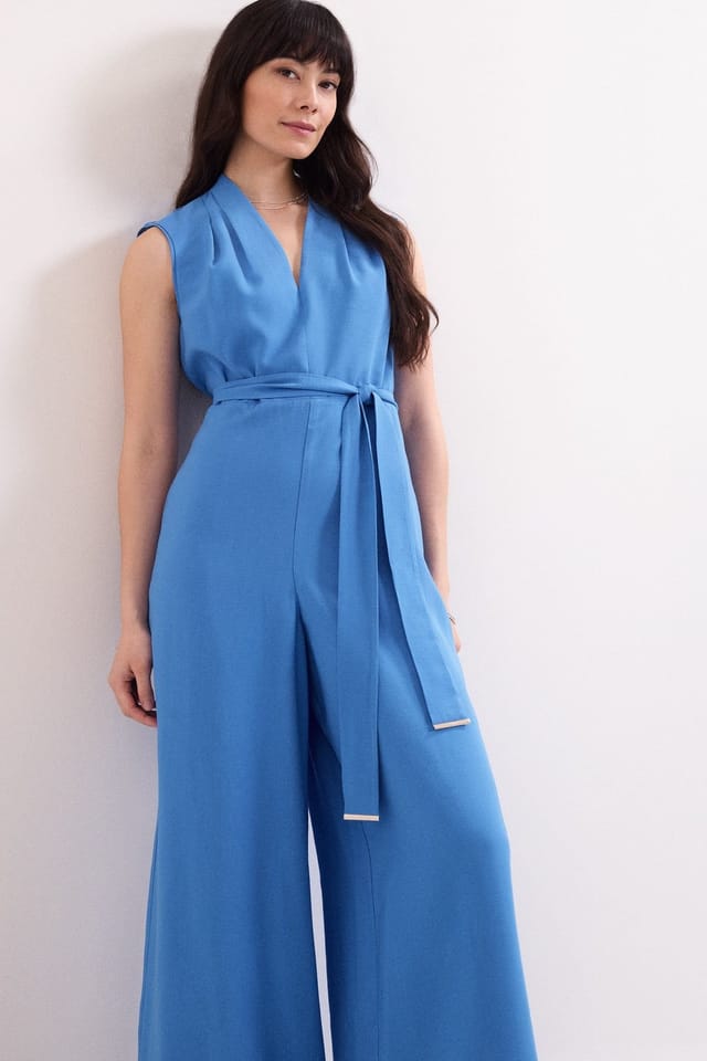 Phase Eight Phase Eight Women's Marta V-Neck Jumpsuit in Bright Blue - 3