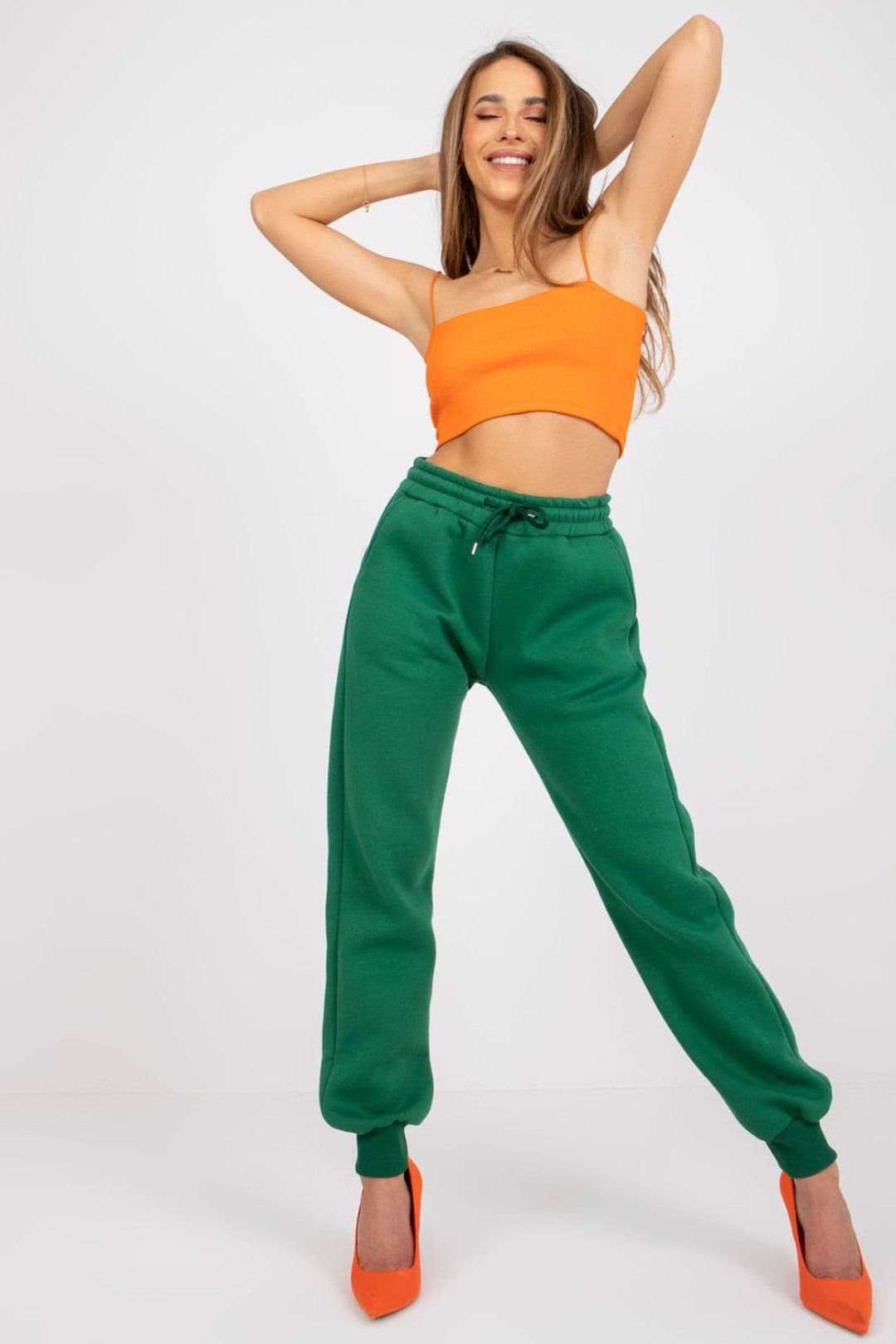 Love Lace Love Lace Women's Elastic Waist Sweatpants with Side Pockets Style 166634 in Green