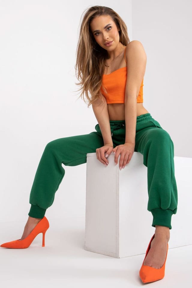 Love Lace Love Lace Women's Elastic Waist Sweatpants with Side Pockets Style 166634 in Green - 2