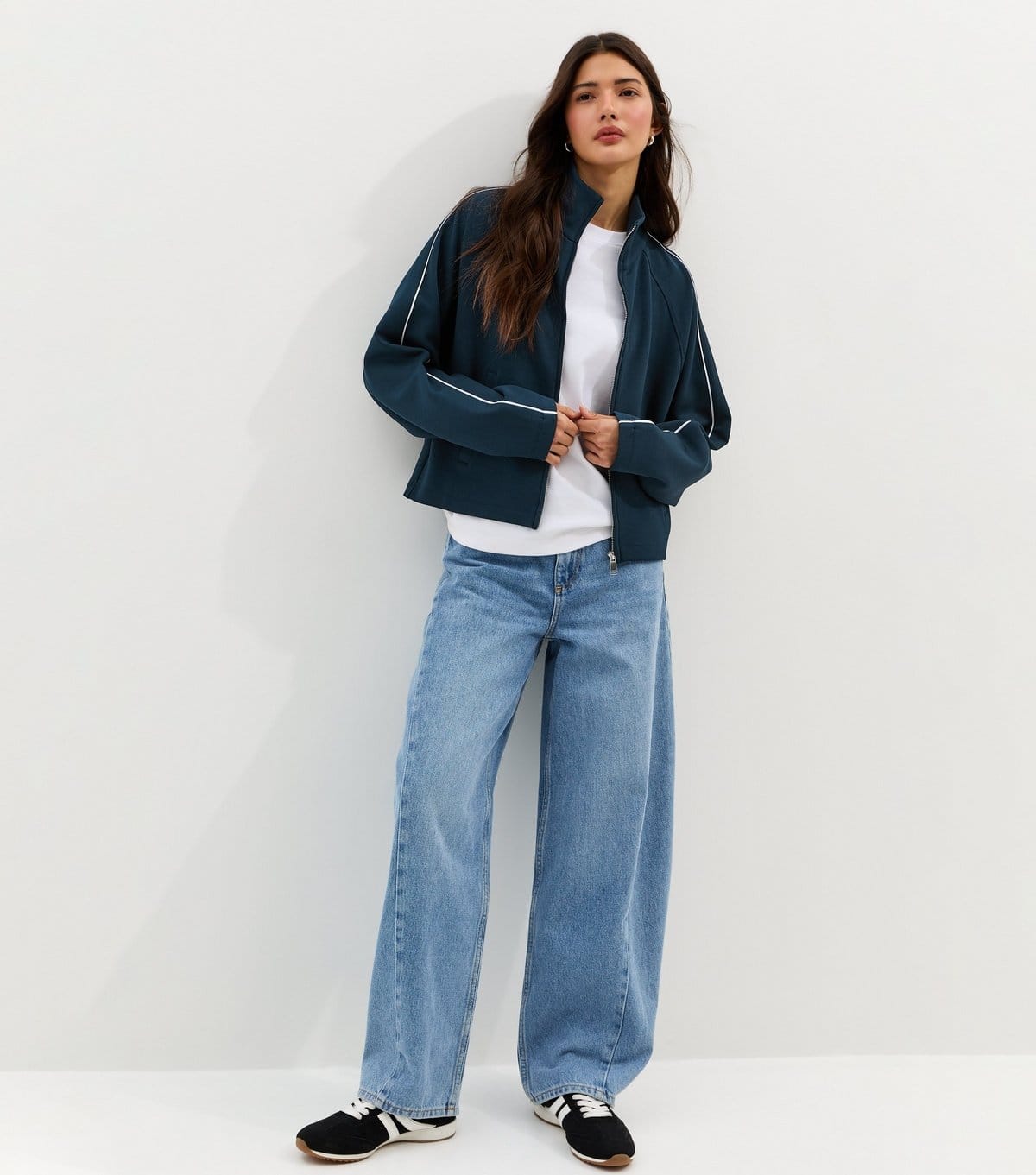 New Look Women's Premium Navy Contrast Piping Zip Through Top New Look - 4