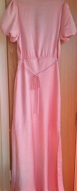 New Look Rose Satin V-Neck Midi Dress Size 12
