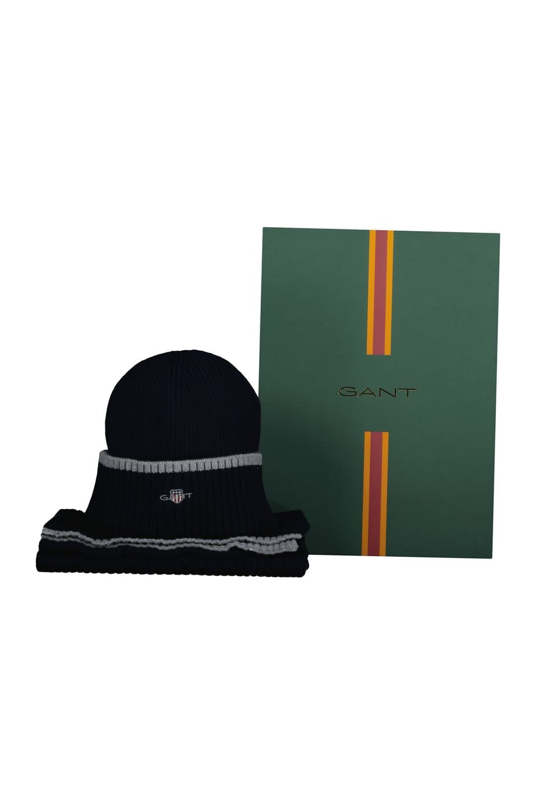 Gant Gant Men's Blue Ribbed Knit Hat & Scarf Set