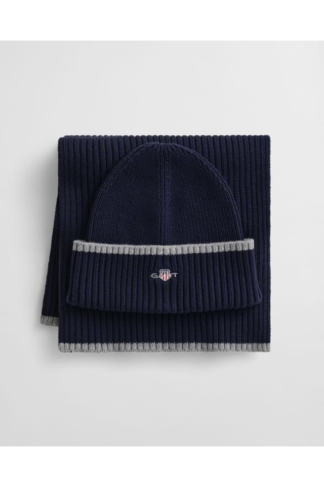 Gant Gant Men's Essential Gift Hat & Scarf Set Blue - 2