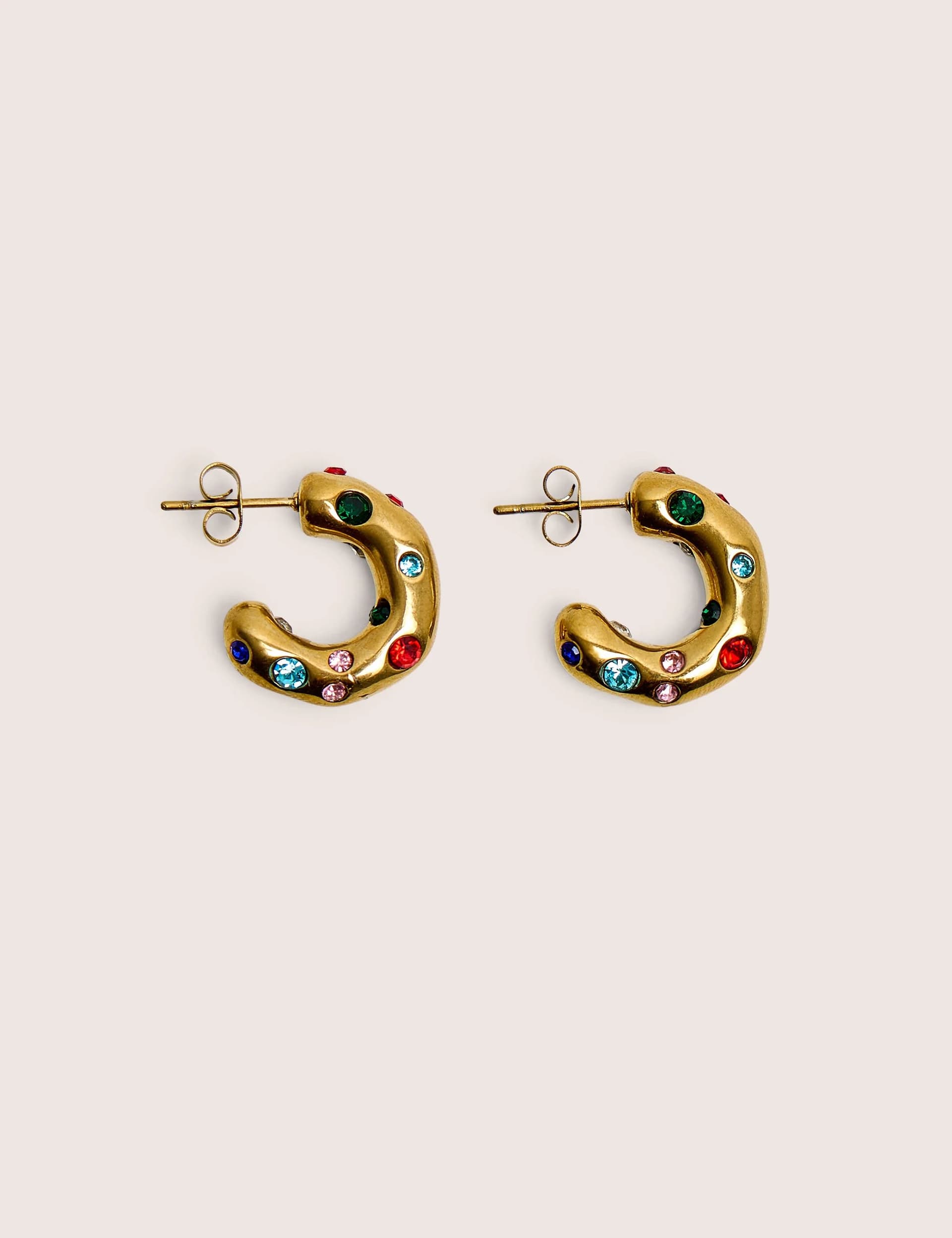 Public Desire Public Desire Multi Coloured Diamante Hoop Earrings in Gold