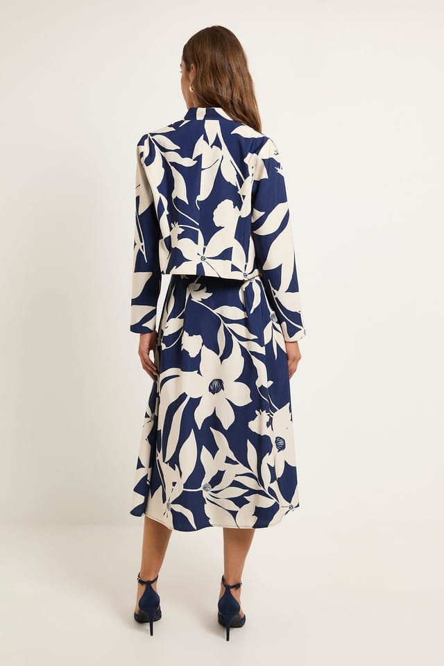 Wallis Wallis Women's Floral Ottoman Twill Skirt in Navy - 3