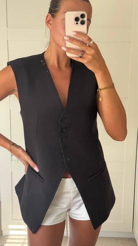 ASOS ASOS design black structured cinch longline waistcoat