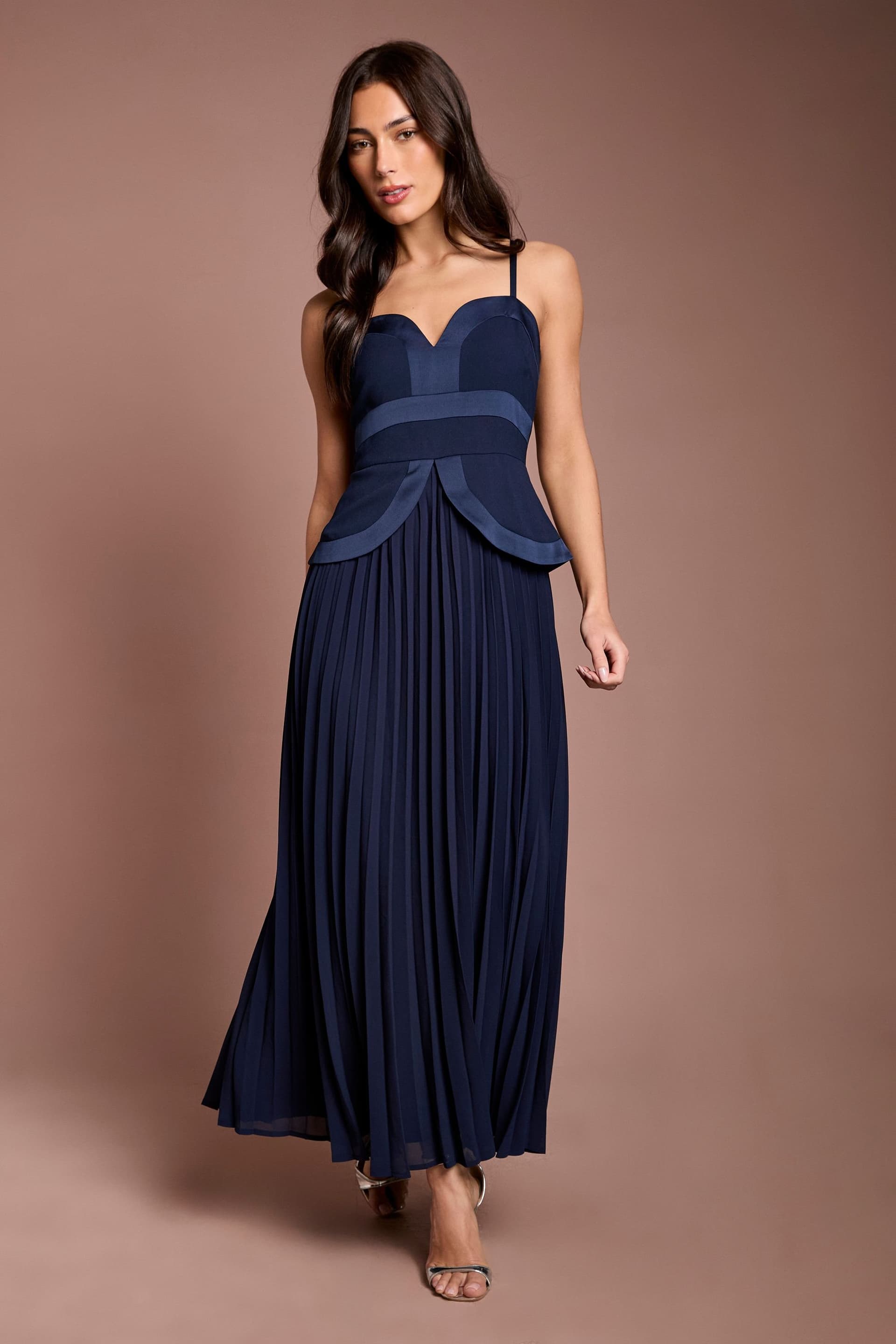 Coast Coast Women's Strappy Crepe Maxi Dress in Navy