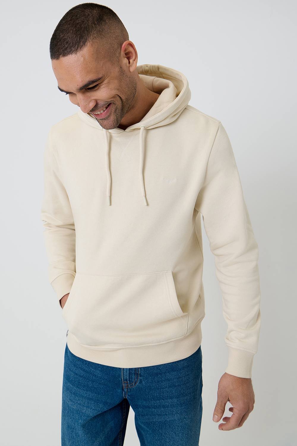 Threadbare Threadbare Men's Cotton Blend Pullover Hoody in Light Beige - 2