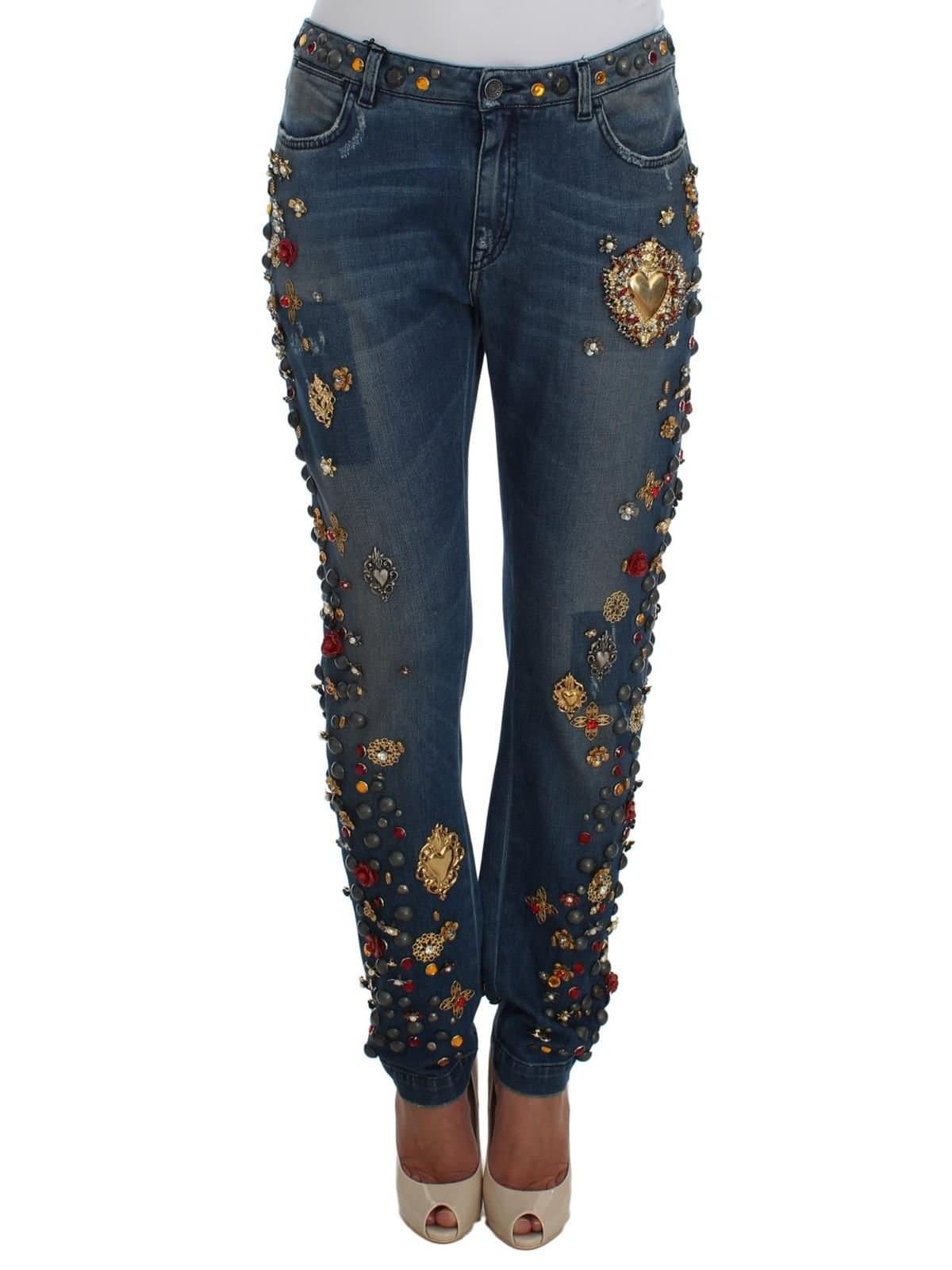Dolce & Gabbana Dolce & Gabbana Women's Enchanted Sicily Embellished Boyfriend Jeans in Blue