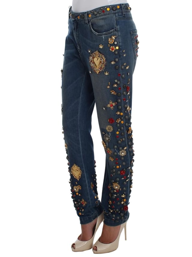 Dolce & Gabbana Dolce & Gabbana Women's Enchanted Sicily Embellished Boyfriend Jeans in Blue - 2