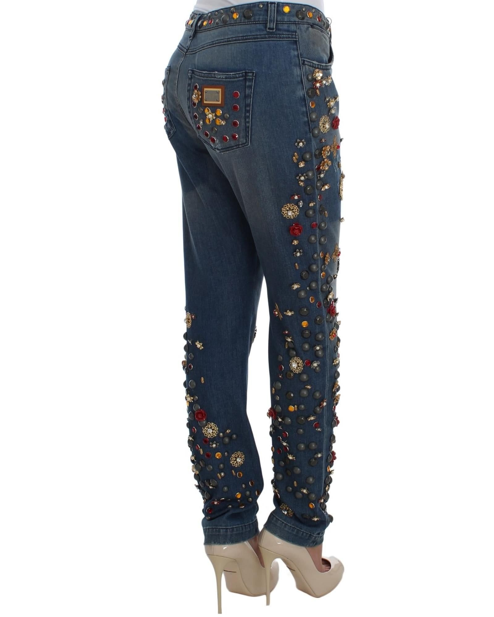 Dolce & Gabbana Dolce & Gabbana Women's Enchanted Sicily Embellished Boyfriend Jeans in Blue - 4