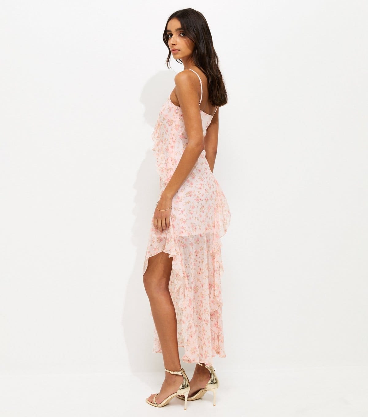New Look Women's Light Pink Floral Chiffon Ruffle Midi Dress New Look - 4