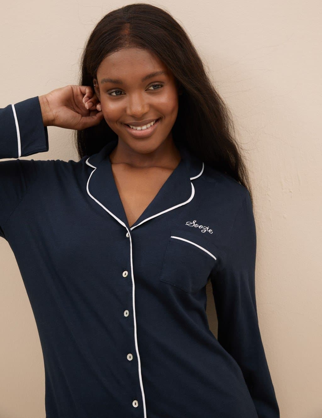 Marks & Spencer M&S Personalised Women's Cotton Modal Pyjamas Navy Mix