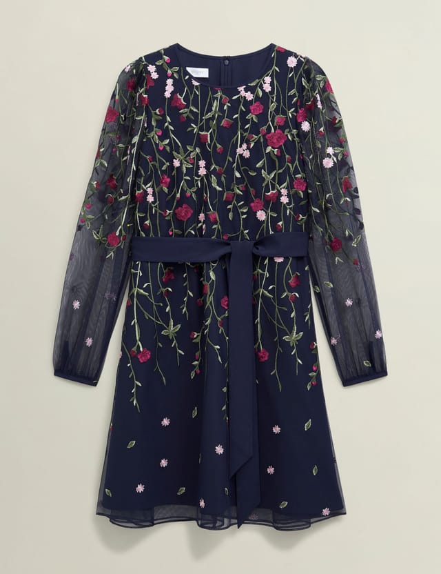 Hobbs London Hobbs London Women's Emmy Embroidered Dress in Dark Navy - 2
