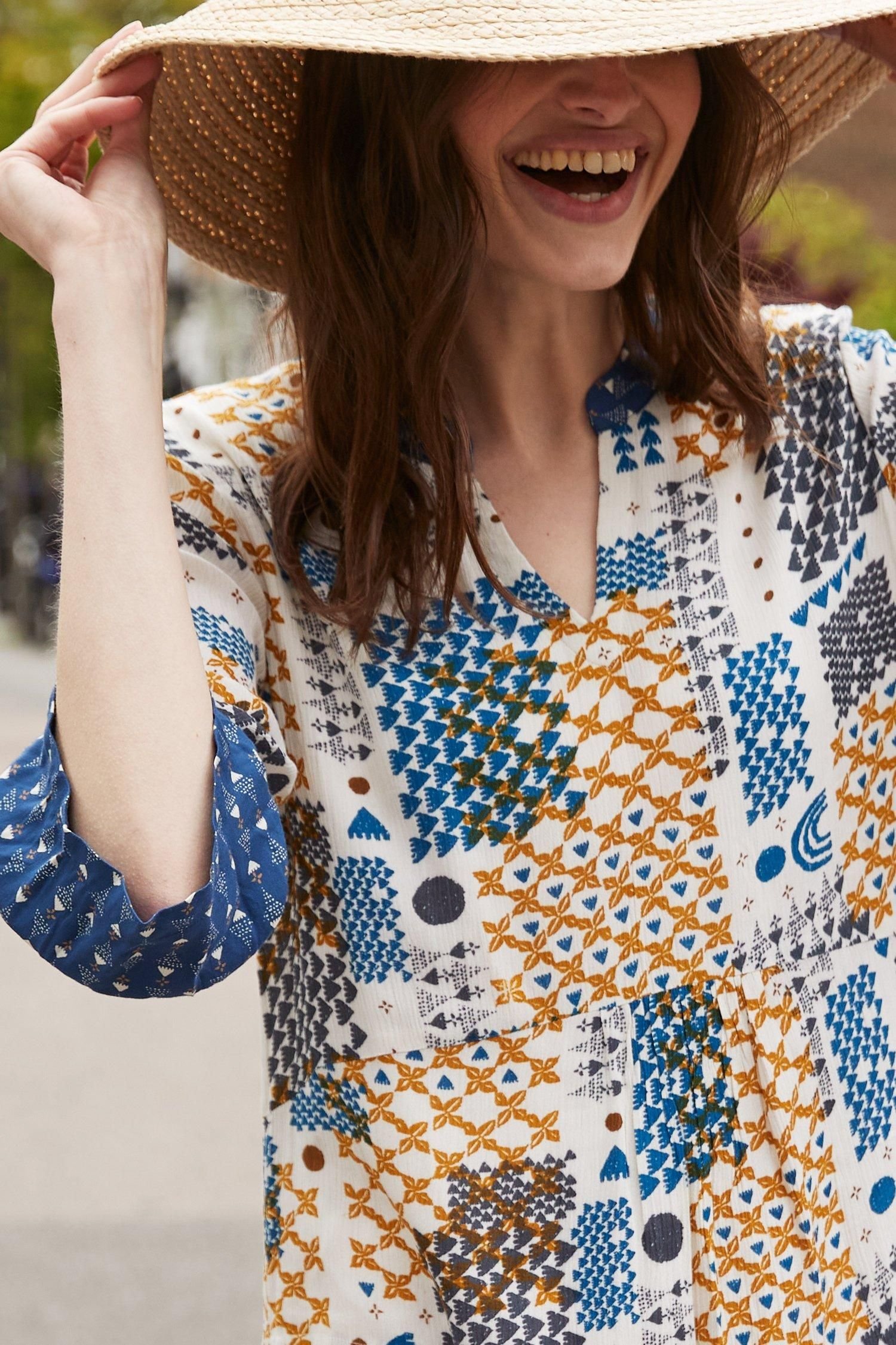 Nomads Clothing Nomads Clothing Women's Viscose Gathered Tunic Dress in Ivory - 2