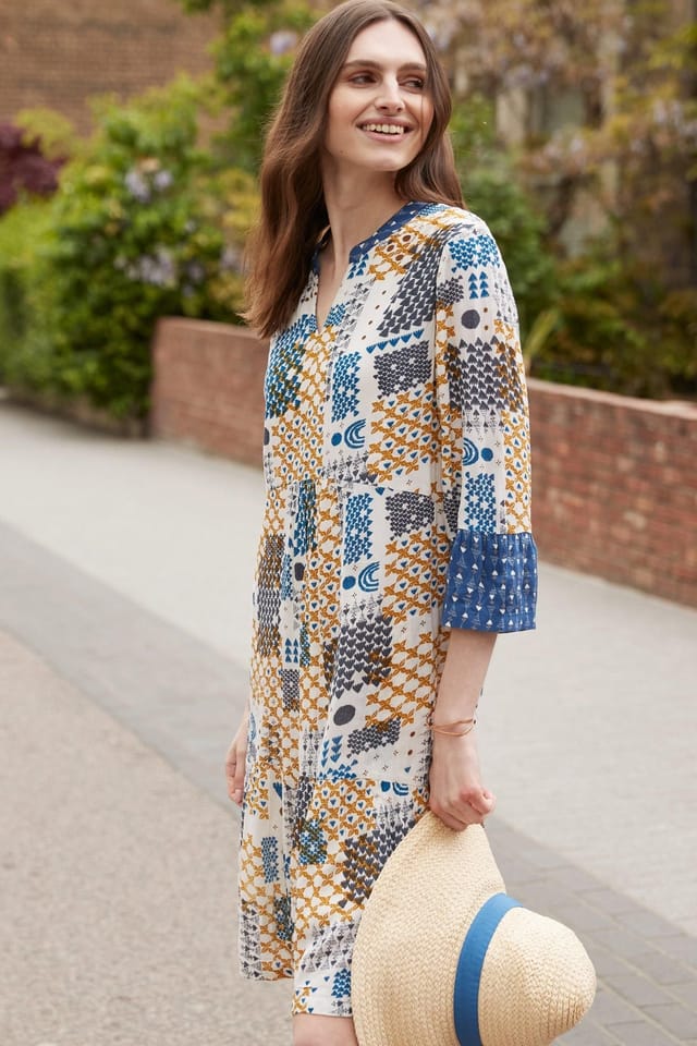 Nomads Clothing Nomads Clothing Women's Viscose Gathered Tunic Dress in Ivory - 3