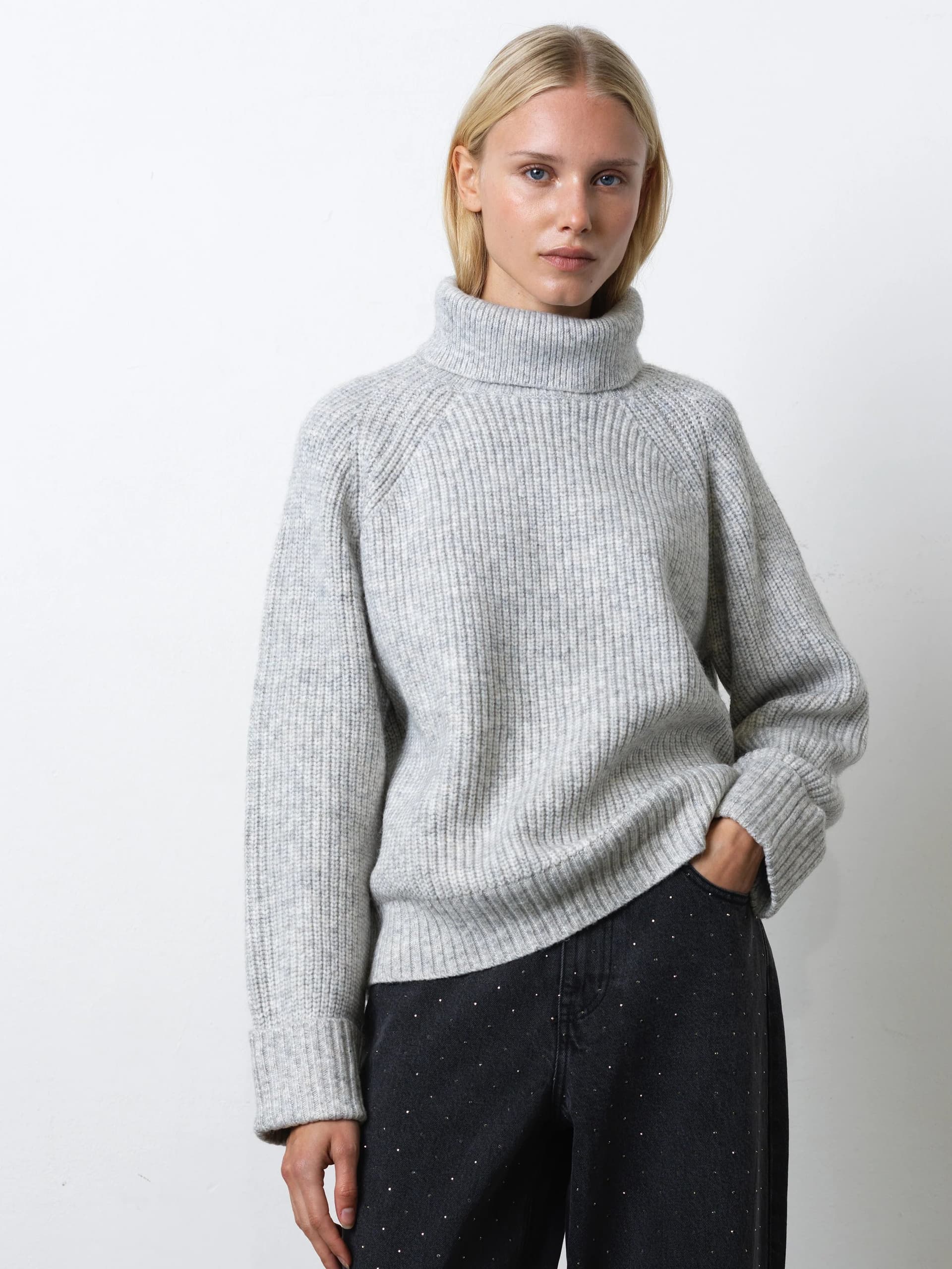 French Connection French Connection Silver Grey Knit Turtleneck Jumper