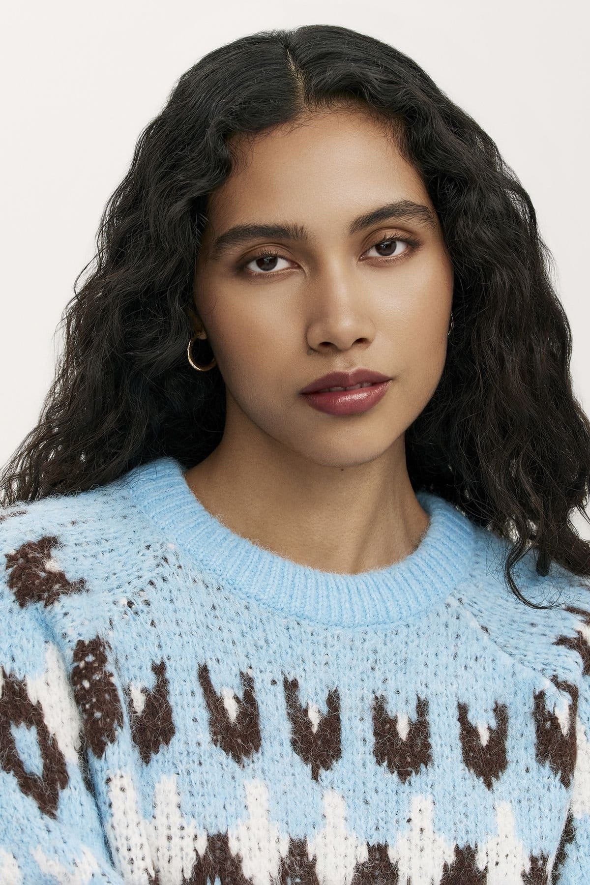 Finery London Finery London Women's Belinda Fair Isle Round Neck Sweater in Baby Blue - 4