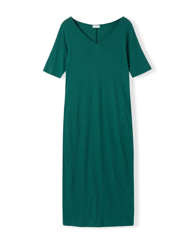 Celtic & Co Celtic & Co Women's Linen Blend V-Neck Midi Dress in Teal - 2