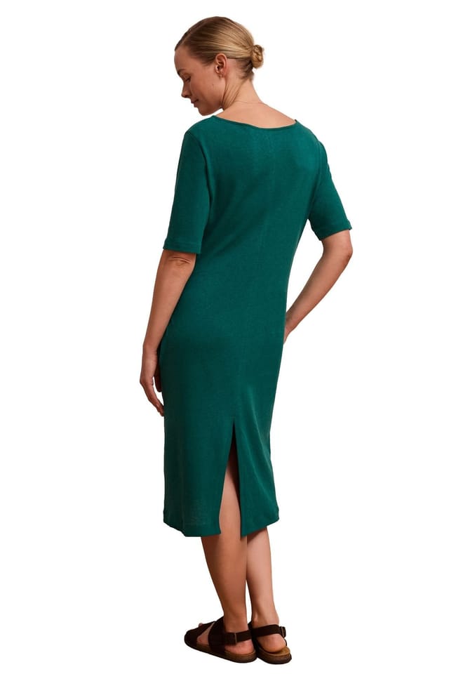 Celtic & Co Celtic & Co Women's Linen Blend V-Neck Midi Dress in Teal - 3