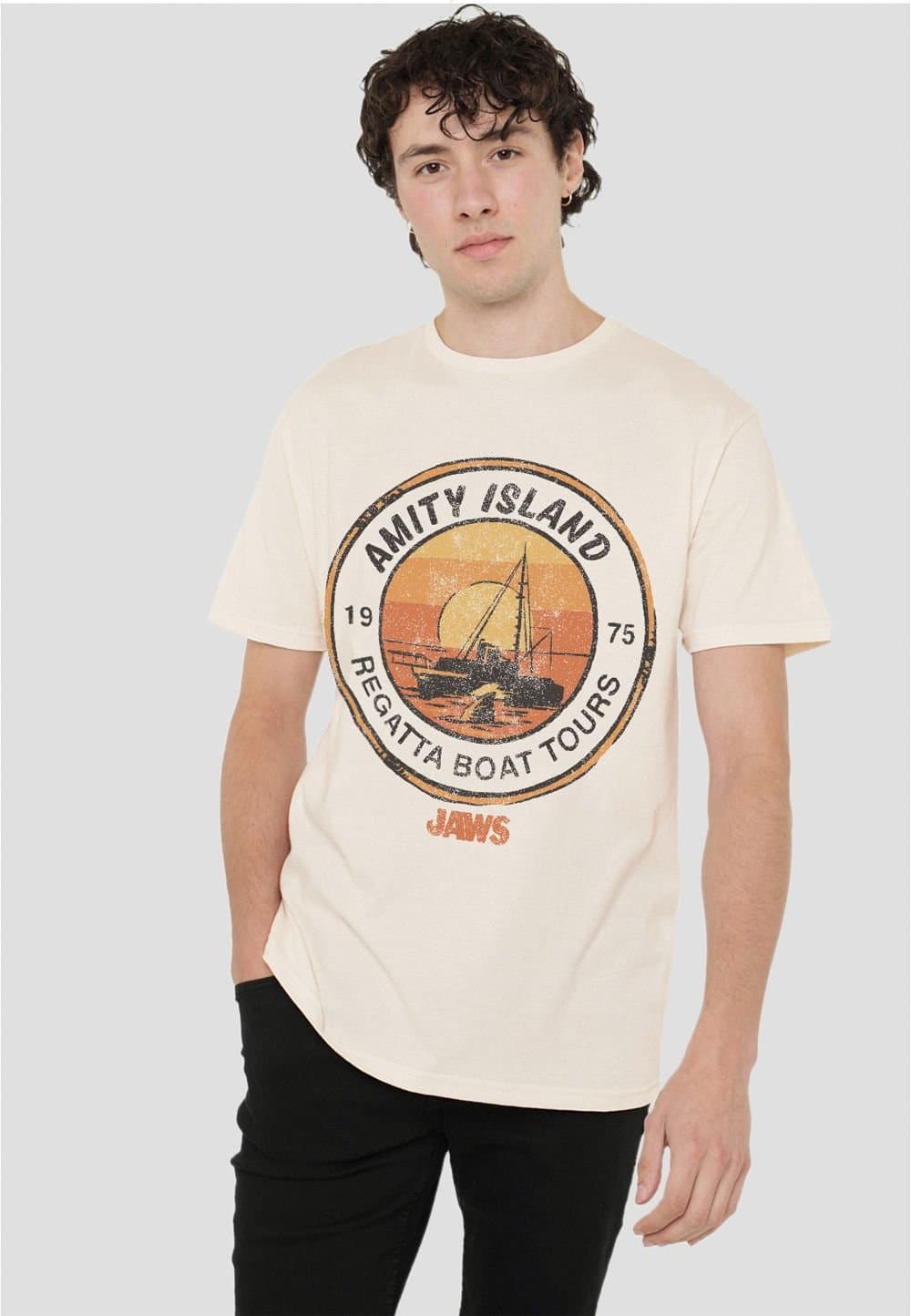 Universal Universal Men's Jaws Amity Island Boat Tours T-Shirt, Natural