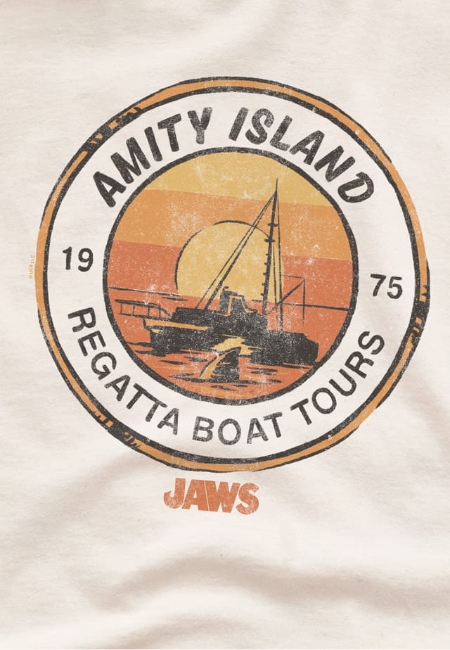 Universal Universal Men's Jaws Amity Island Boat Tours T-Shirt, Natural - 3
