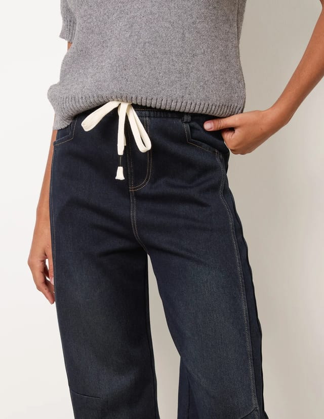 Blue Vanilla Top Stitch Barrel Leg Jeans - 3