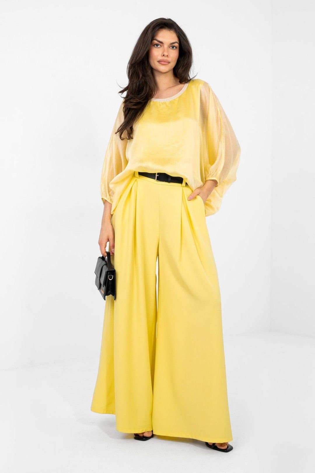 Love Lace Love Lace Women's Elegant Tencel Polyester Blouse with Lining Style 224051 in Yellow