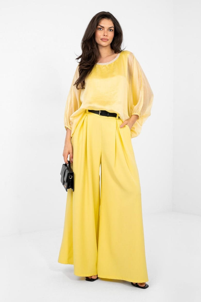 Love Lace Love Lace Women's Elegant Tencel Polyester Blouse with Lining Style 224051 in Yellow - 1