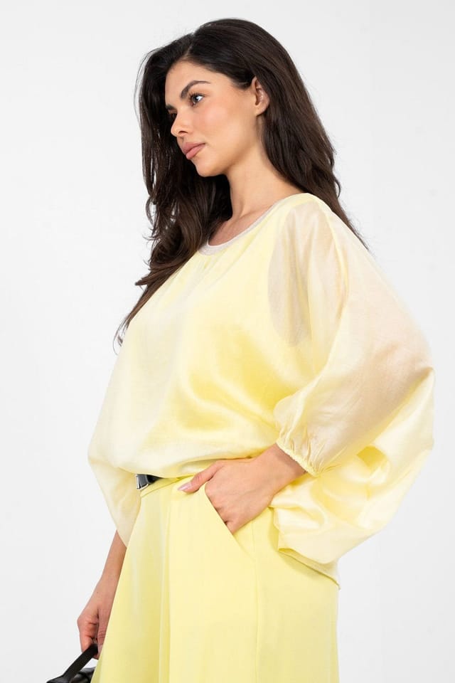 Love Lace Love Lace Women's Elegant Tencel Polyester Blouse with Lining Style 224051 in Yellow - 2