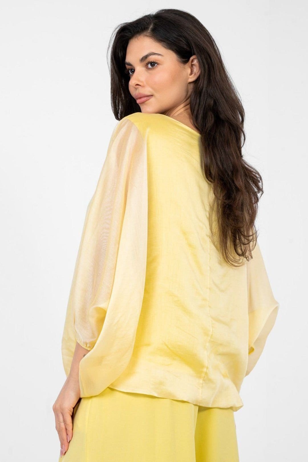 Love Lace Love Lace Women's Elegant Tencel Polyester Blouse with Lining Style 224051 in Yellow - 4