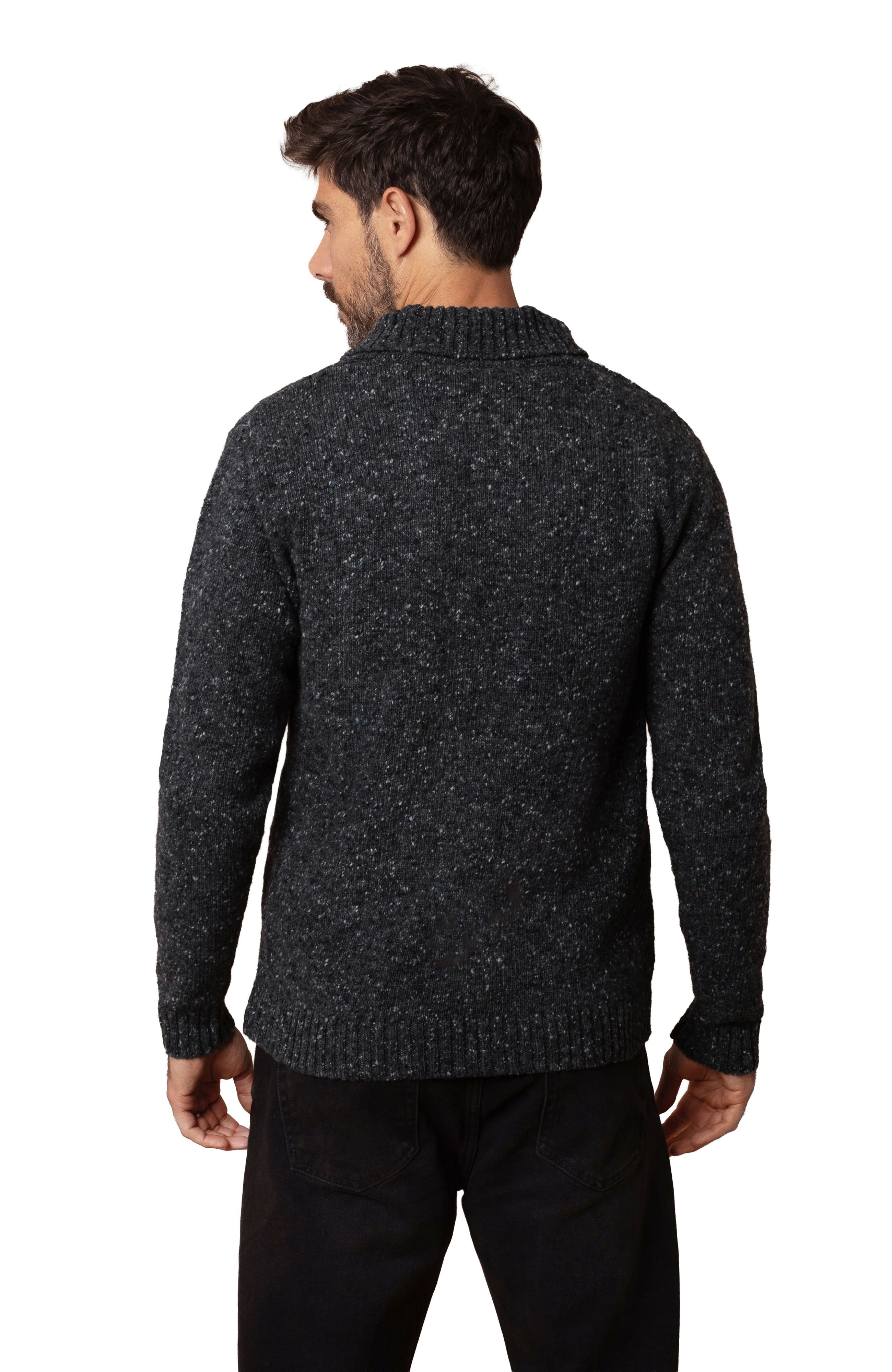 Celtic & Co Celtic & Co Men's Donegal Shawl Collar Sweater in Dark Grey - 2