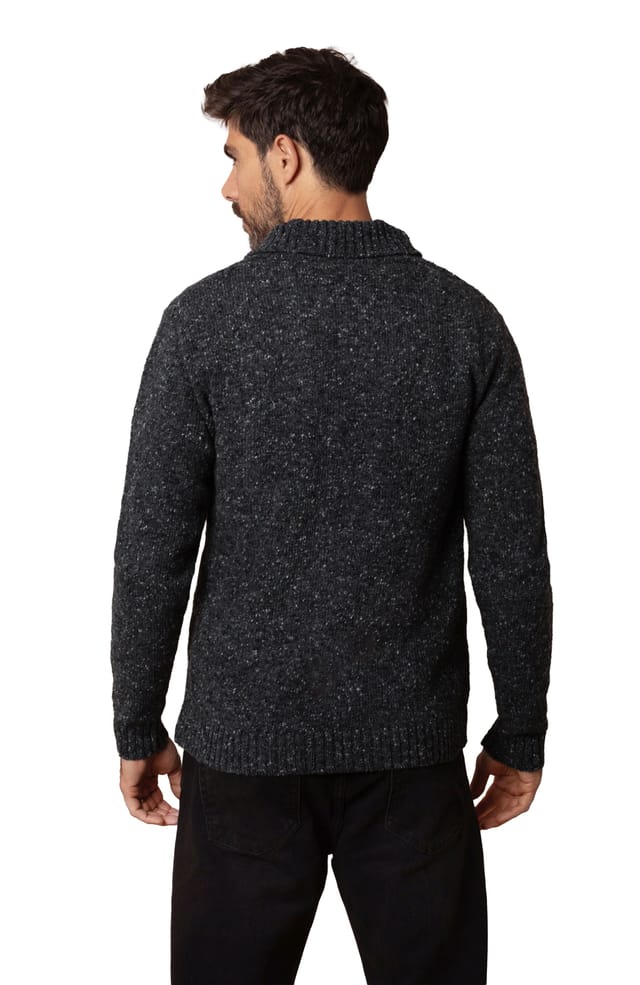 Celtic & Co Celtic & Co Men's Donegal Shawl Collar Sweater in Dark Grey - 2
