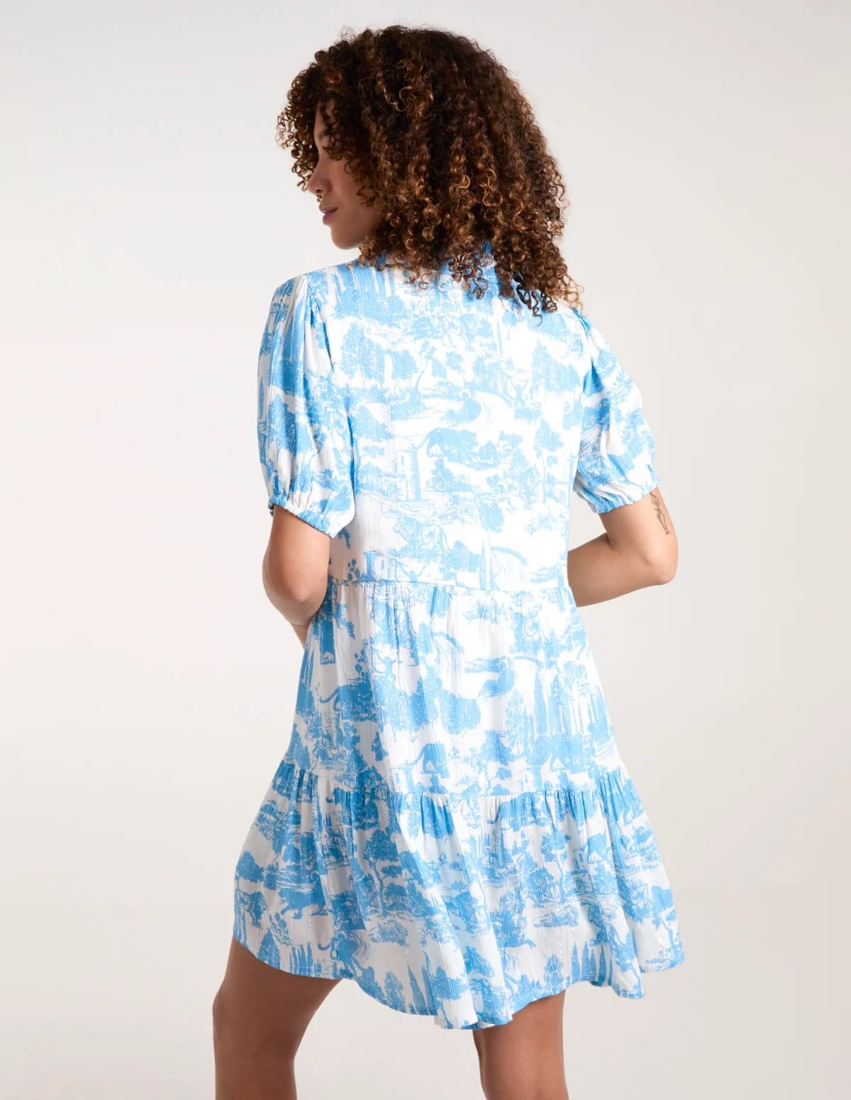 Blue Vanilla Mini Smock Chinoiserie Shirt Dress - 4