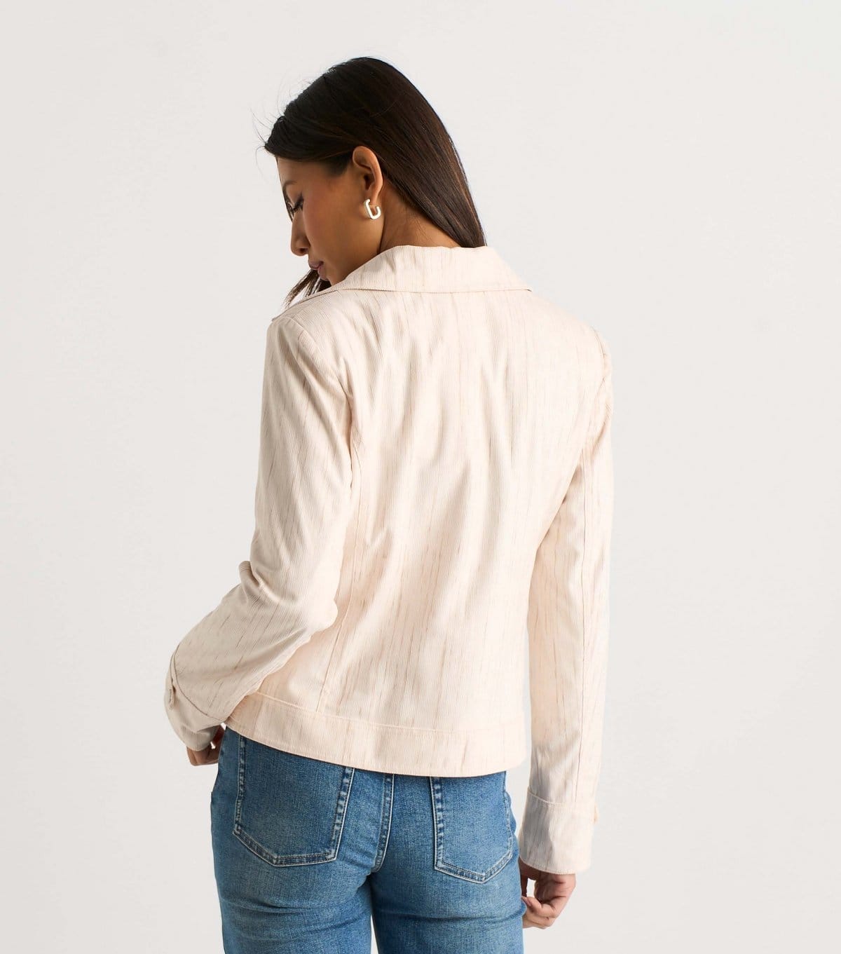 Gini London Women's Oatmeal Woven Biker Jacket Gini London New Look - 4