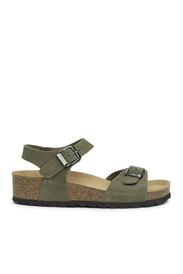 Celtic & Co Celtic & Co Women's Low Wedge Dbl Buckle Sandal in Olive - 3