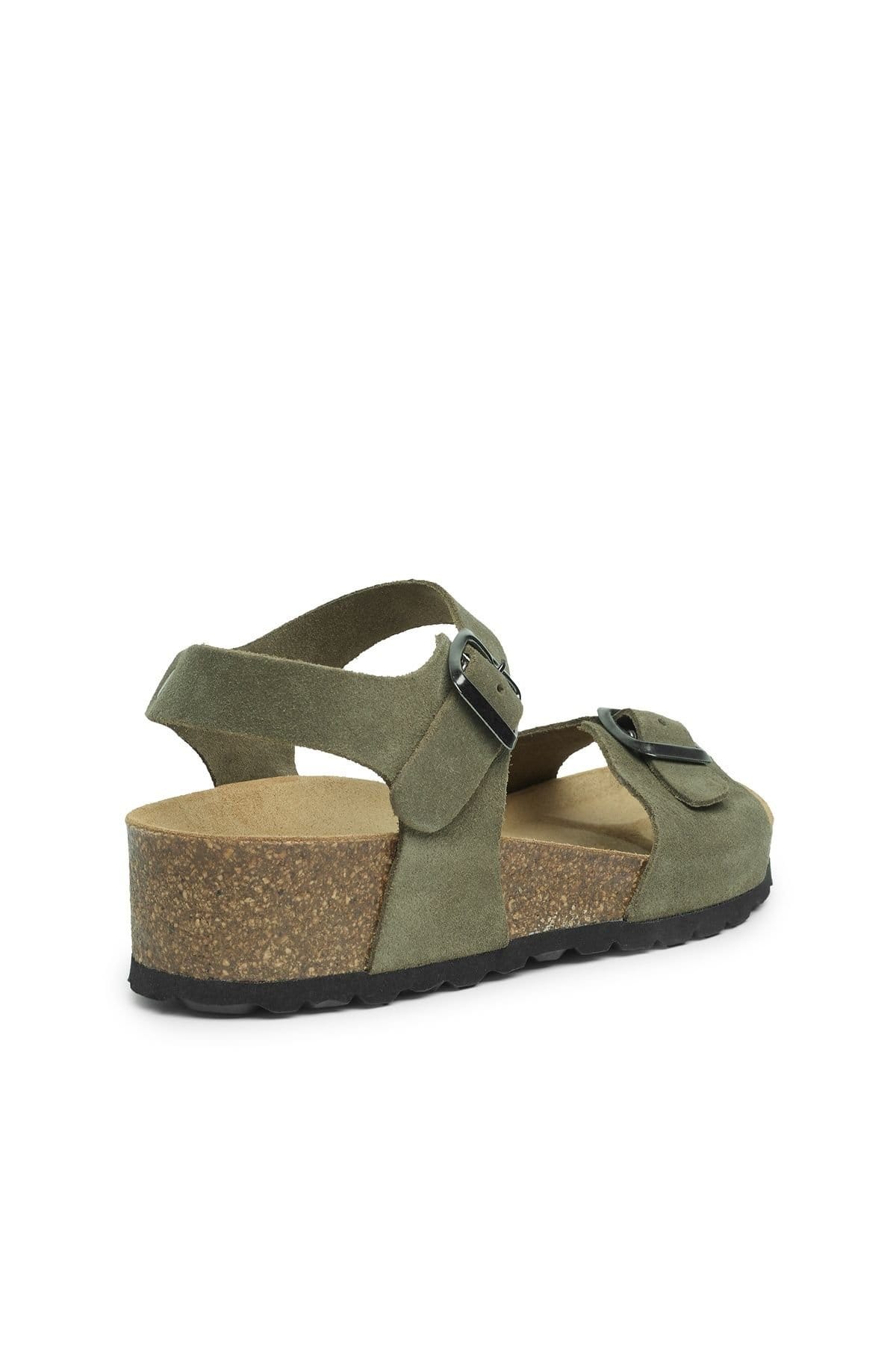 Celtic & Co Celtic & Co Women's Low Wedge Dbl Buckle Sandal in Olive - 4