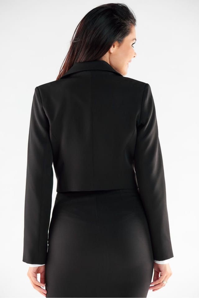 Love Lace Love Lace Women's Elegant Button Long Sleeve Jacket with Lining in Black - 3